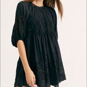 free people unrefined eyelet tunic in black